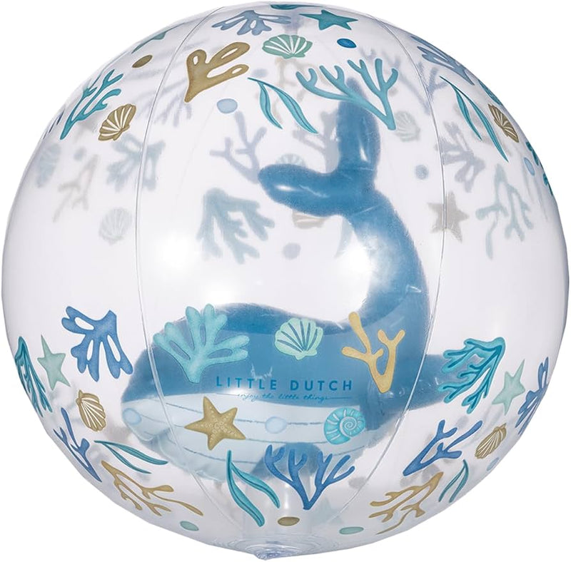 Laad afbeelding in galerijtoner, Doorzichtige strandbal van Little Dutch met een blauwe walvis in de strandbal