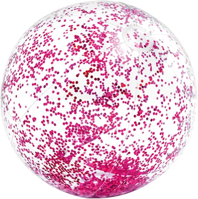 Laad afbeelding in galerijtoner, Doorzichtige Intex strandbal met roze glitters
