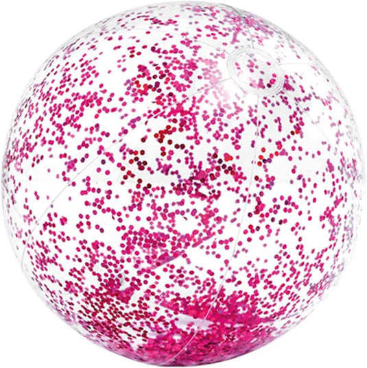 Doorzichtige Intex strandbal met roze glitters