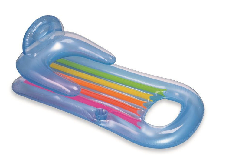 Laad afbeelding in galerijtoner, Doorzichtige blauwe Intex King Kool luchtbed met bekerhouder
