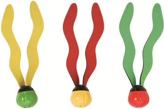 Drie kleurrijke duikspeelgoed items