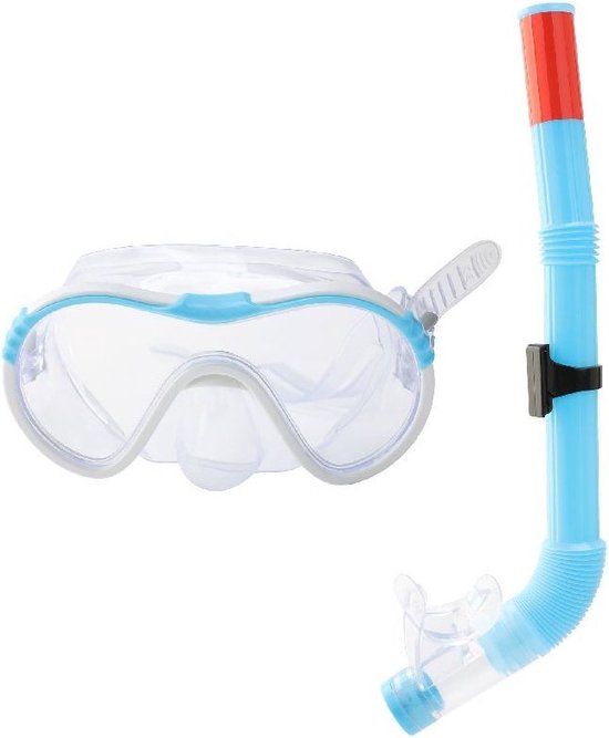 Laad afbeelding in galerijtoner, Een blauwe snorkelset bestaande uit een duikbril en een snorkel van SportX
