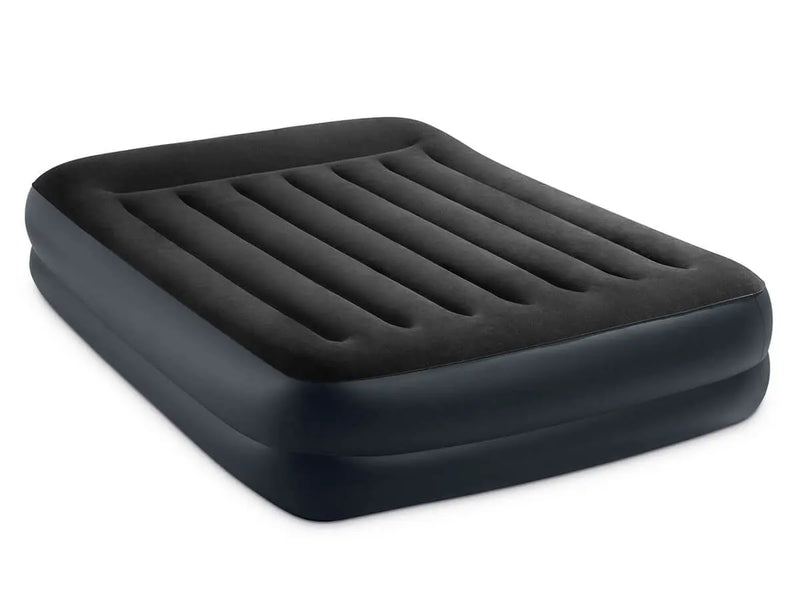 Laad afbeelding in galerijtoner, Een zwart Intex Pillow Rest Raised Tweepersoons Luchtbed
