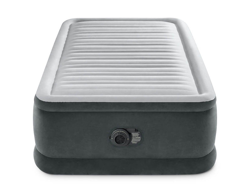 Laad afbeelding in galerijtoner, Grijs Intex Comfort Plush Elevated Eenpersoons Luchtbed van de voorkant

