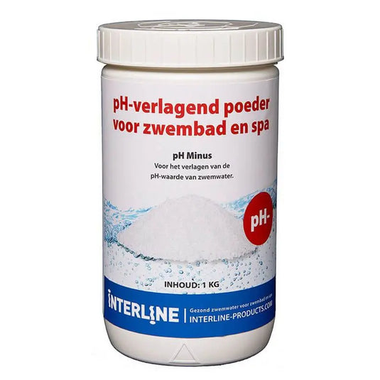 pH-min poeder voor zwembaden en spa's.