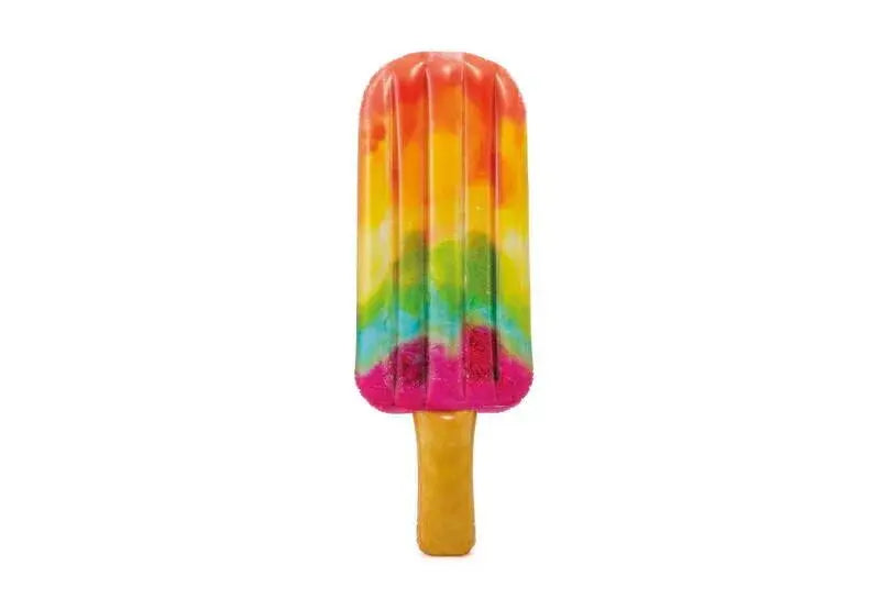 Laad afbeelding in galerijtoner, Een luchtbed van Intex in de vorm van een waterijsje met regenboogkleuren

