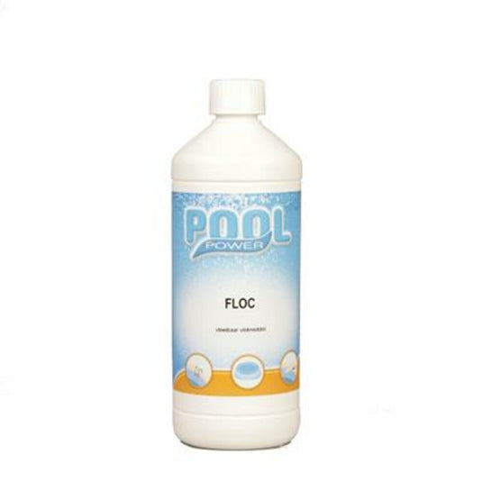 Witte Pool Power fles met 1 liter inhoud aan vlokkingsmiddel